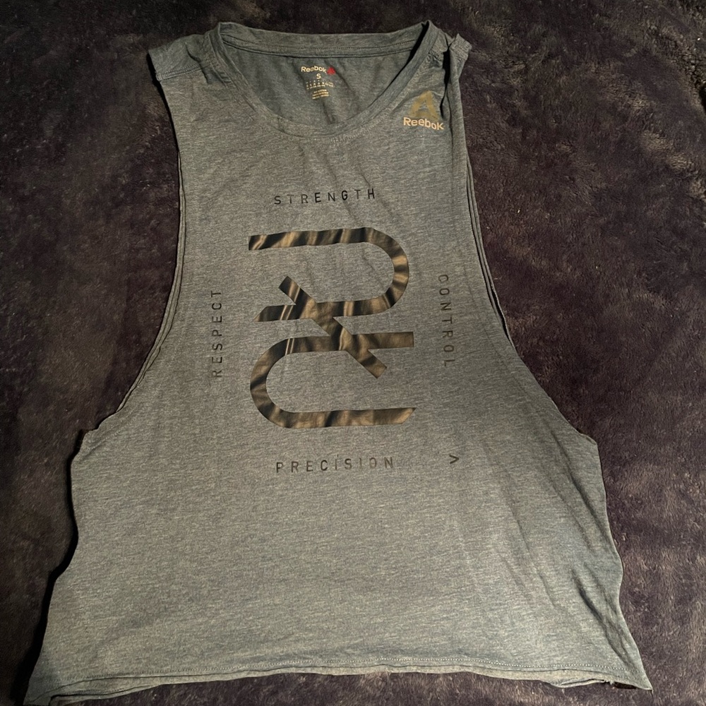 Blue Reebok muscle tee, size S